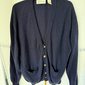 ORVIS NAVY CASHMERE CARDIGAN